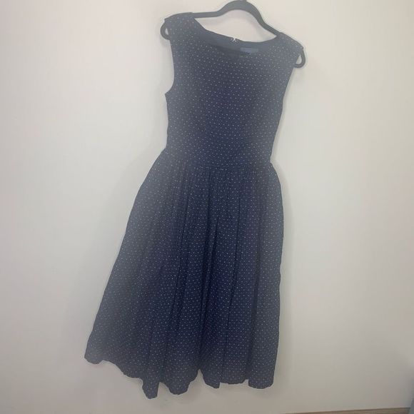 NEW ModCloth Size 6 Fit and Flare with Pockets Navy MIDI Dress. (1m1) - Picture 4 of 14